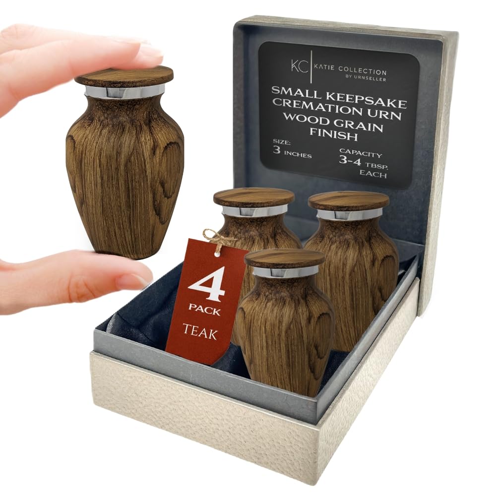 4 Pack Small Keepsake Urns - Teak